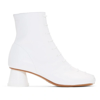 Shop Mm6 Maison Margiela White Lace Up Ankle Boots