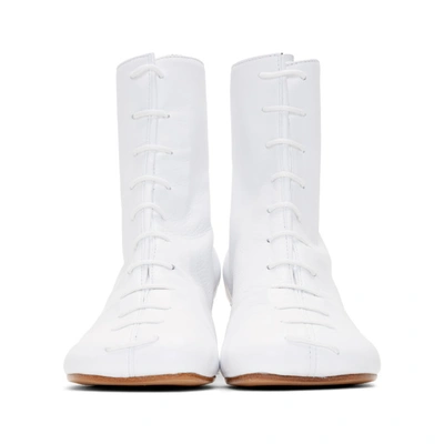 Shop Mm6 Maison Margiela White Lace Up Ankle Boots