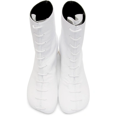 Shop Mm6 Maison Margiela White Lace Up Ankle Boots