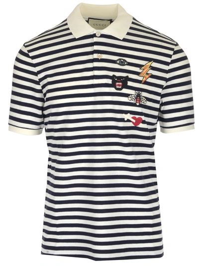 Shop Gucci Patch Detail Polo Shirt In Multi