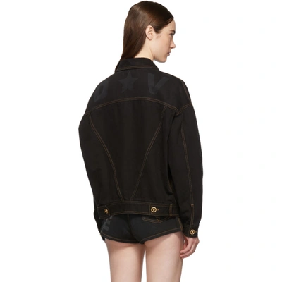Shop Versace Black Raw Denim Jacket In A8008 Black