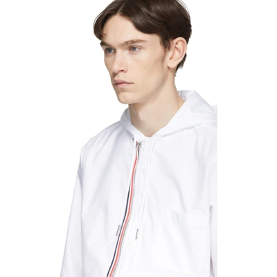 Shop Thom Browne White Zip-front Oxford Shirt In 100 White