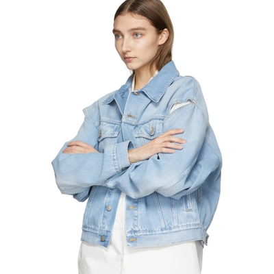 Shop Mm6 Maison Margiela Blue Denim Convertible Jacket