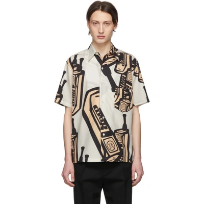 Shop Maison Margiela White And Beige Telephone Shirt In 001swtnublk