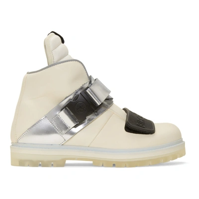 Rick Owens White And Metallic Silver Rotterhiker Leather Boots | ModeSens