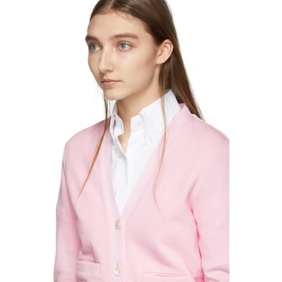 Shop Thom Browne Pink Classic Stripe Cardigan In 680 Lt Pink