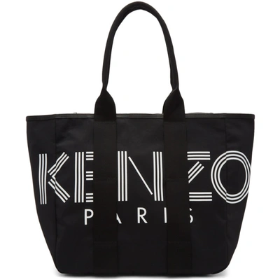 Shop Kenzo Black Logo Tote In 99 Black