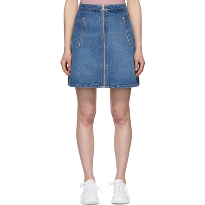 Shop Kenzo Blue Zip Miniskirt In 78 - Ink
