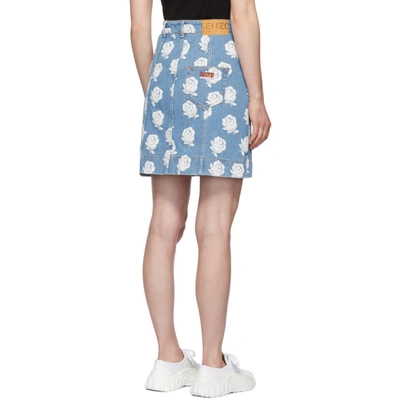 Shop Kenzo Blue Roses Miniskirt In 01 -white