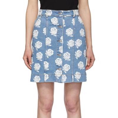 Shop Kenzo Blue Roses Miniskirt In 01 -white