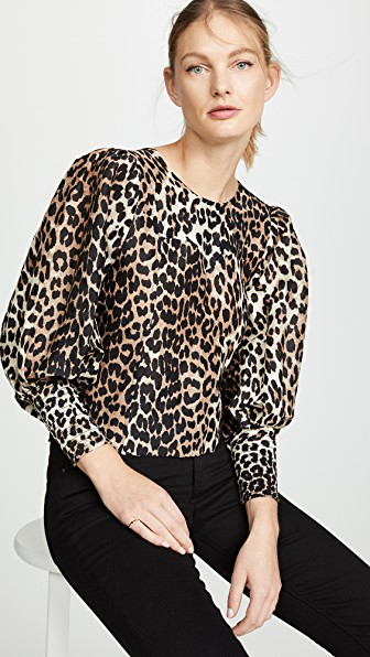 ganni cedar dress leopard