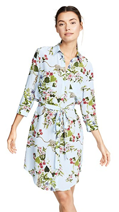 Shop L Agence Stella Shirtdress In Sky Blue Multi