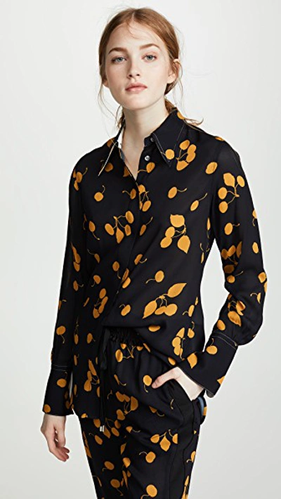 Shop 3.1 Phillip Lim / フィリップ リム Collared Printed Blouse In Black/gold