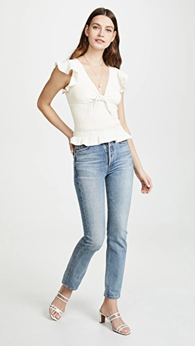 Shop Amanda Uprichard Ember Smocked Top In Ivory