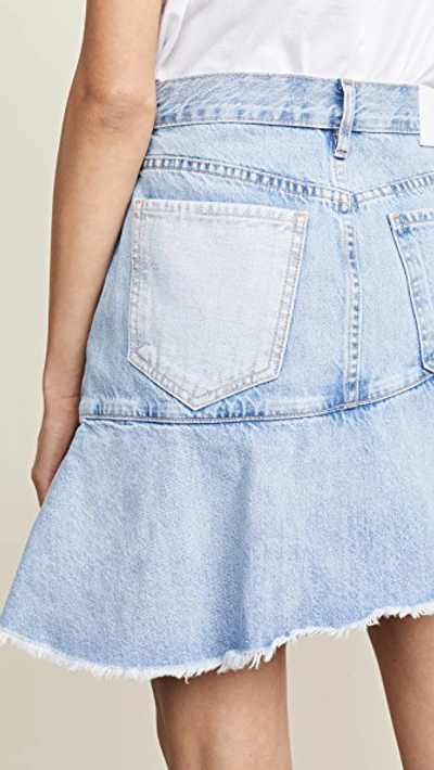 Shop Ei8htdreams Asymmetrical Ruffle Denim Skirt In Light Wash