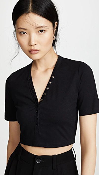 Shop Alexander Wang T Compact Jersey Snap Top In Black