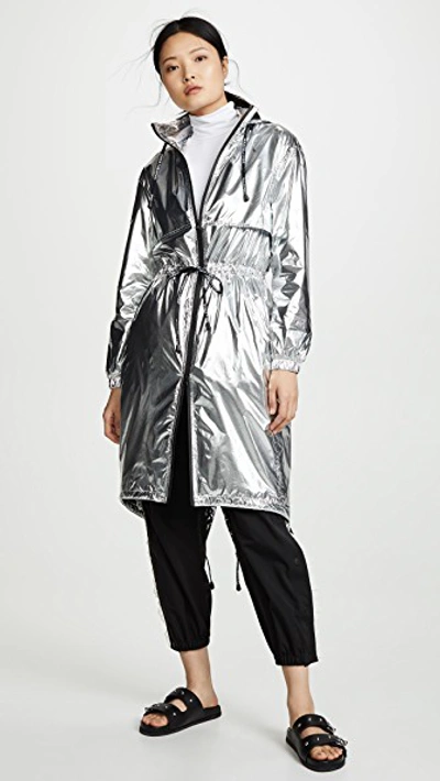 Shop Paco Rabanne Hooded Sport Parka In Silver