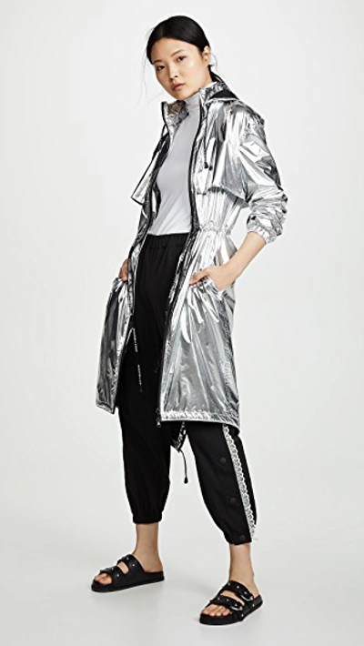 Shop Paco Rabanne Hooded Sport Parka In Silver