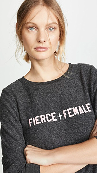 Shop Wildfox Fierce Female Sweatshirt In Clean Black