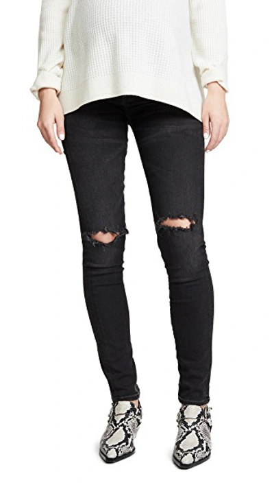 Shop Citizens Of Humanity Maternity Rocket Over The Belly Jeans In Distressed Darkness
