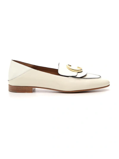 Shop Chloé C Buckle Loafers In White