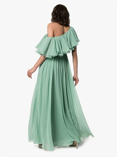 Shop Giambattista Valli One Shoulder Ruffle Silk Gown In 7300 Opal