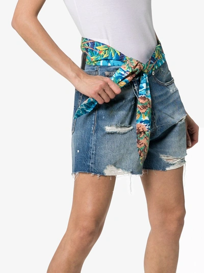 Shop R13 Jasper Tie-waist Denim Shorts In Jasper W Rips