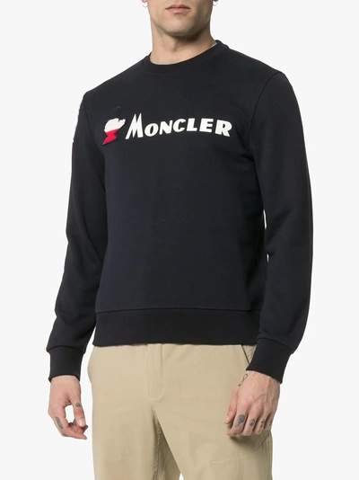 Shop Moncler Logo Print Sweatshirt In Blue