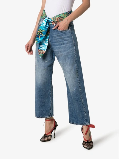 Shop R13 Jasper Tie Waist Wide-leg Jeans In 102 - Blue