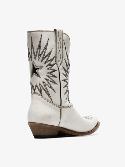 Shop Golden Goose White Wish Star Leather Cowboy Boots