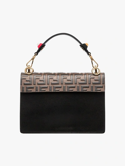 Shop Fendi Black And Brown Kan I Shoulder Bag