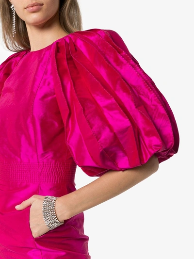 Shop Ronald Van Der Kemp Volume Sleeve Silk Mini Dress In Pink