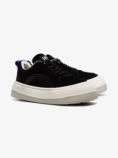 Shop Eytys Black Sonic Chunky Low-top Suede Sneakers