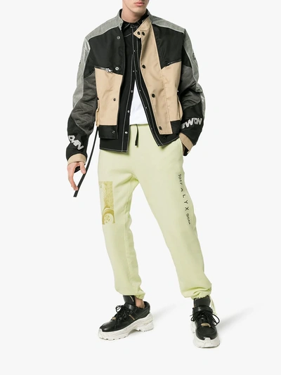 Shop Alyx 1017  9sm Printed Image Contrast Drawstring Sweatpants In Yellow