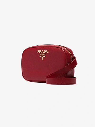 Shop Prada Red Chain-detail Leather Belt Bag In Fuoco