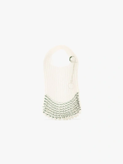 Shop Jil Sander Cream Market Small Bead-embellished Mesh Tote Bag In 321 Green