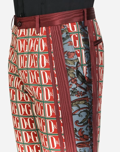 Shop Dolce & Gabbana Printed Stretch Cotton Pants With Bands In Red