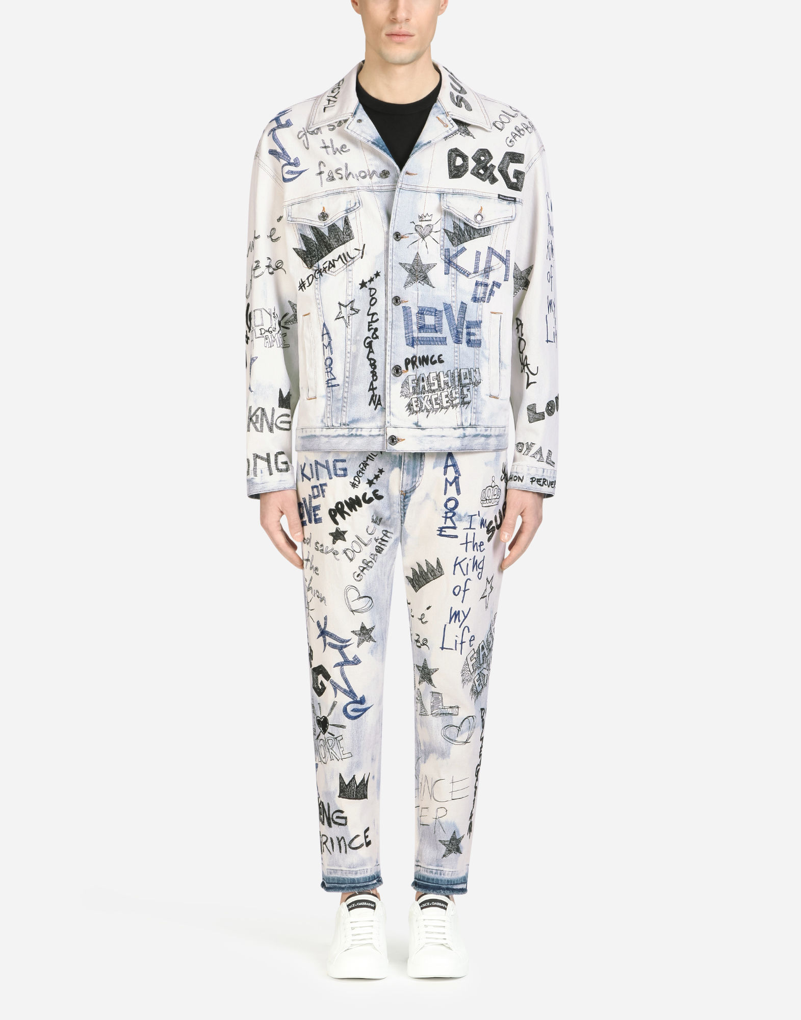 Dolce & Gabbana Jacket In Printed Denim In White | ModeSens