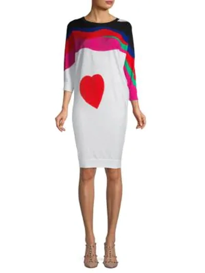 Shop Alexander Mcqueen Multicolor Wool Dress In White Multi