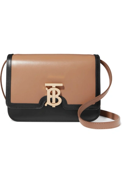 Shop Burberry Small Two-tone Leather Shoulder Bag In Camel