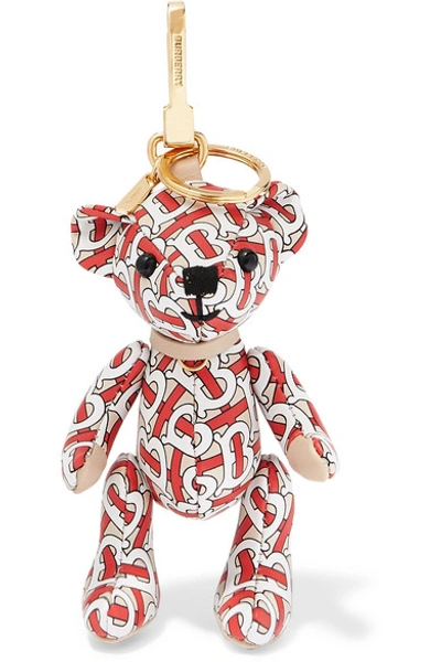 Shop Burberry Printed Leather Bag Charm In Red