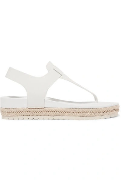 Shop Vince Flint Leather Espadrille Platform Sandals In White