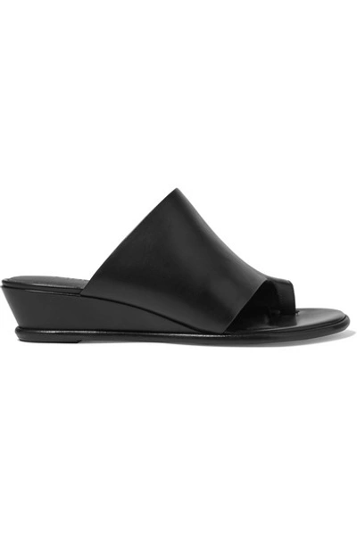 Shop Vince Darla Leather Wedge Sandals In Black