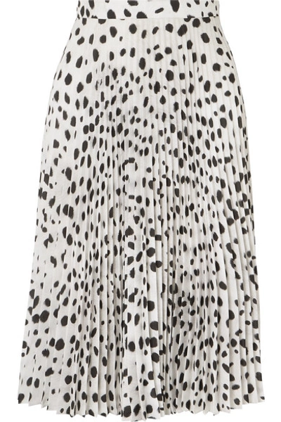 Shop Burberry Pleated Printed Crepe De Chine Skirt In White