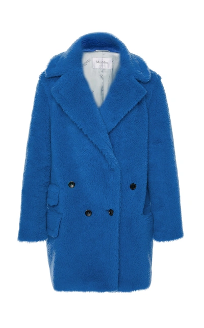 Shop Max Mara Adenia Double-breasted Alpaca-blend Coat In Navy