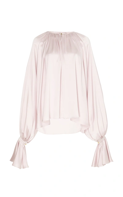 Shop Roksanda Pia Ruched Silk Top In Pink