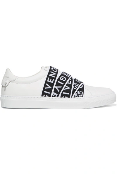 Shop Givenchy Urban Street Logo-jacquard And Leather Slip-on Sneakers In White