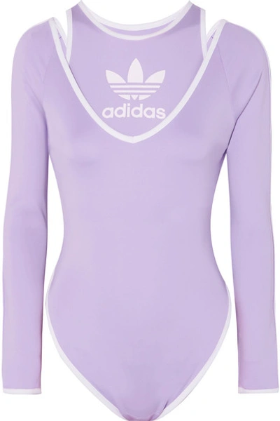 Adidas Originals Ji Won Choi Layered Striped Stretch-jersey Bodysuit In  Lilac | ModeSens
