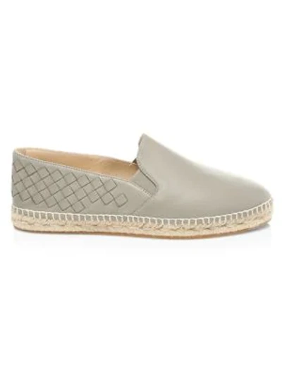 Shop Bottega Veneta Intrecciato Leather Espadrilles In Pyrite