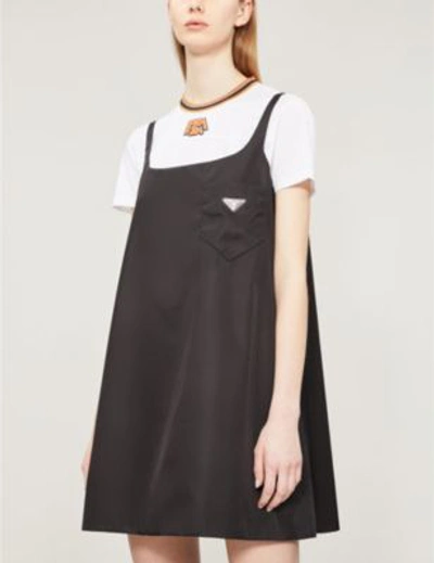 Shop Prada A-line Shell Mini Dress In Nero